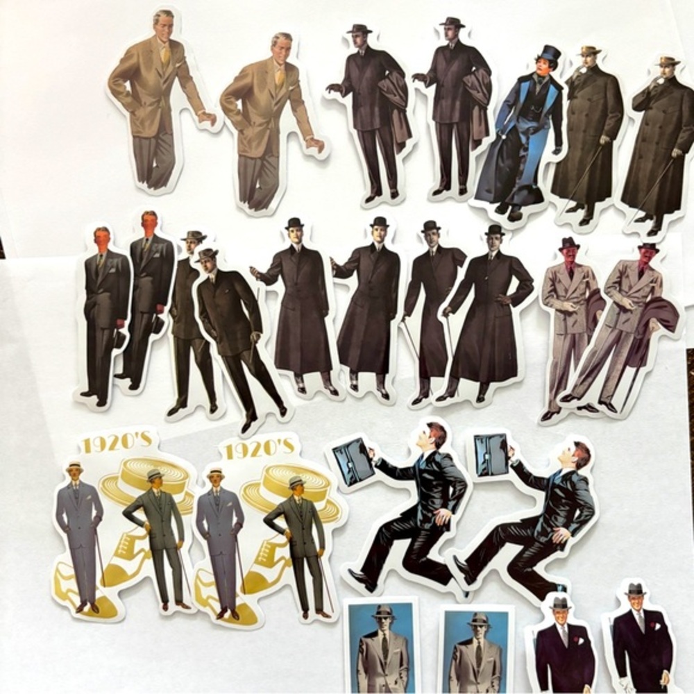 25 Retro Men's Fashions Stickers, NWT